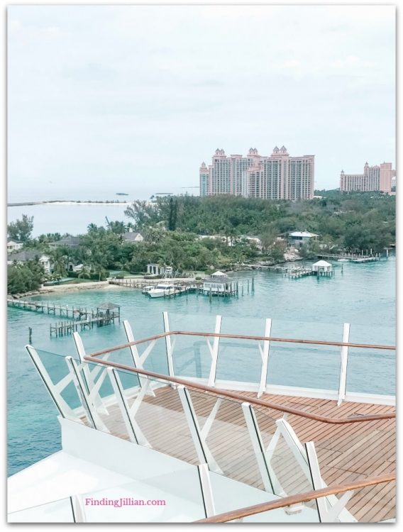 view of Atlantis Hotel from cruise ship