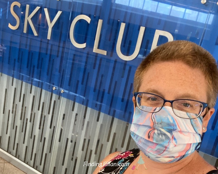 woman wearing mask for flight