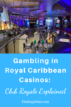 image of casino bar and Pinteret Pin title Gambling in Royal Caribbean Casinos.