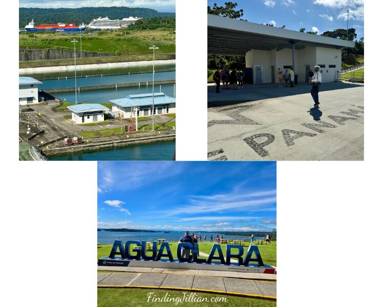 collage of 3 images from the agua clara panama canal visitor center