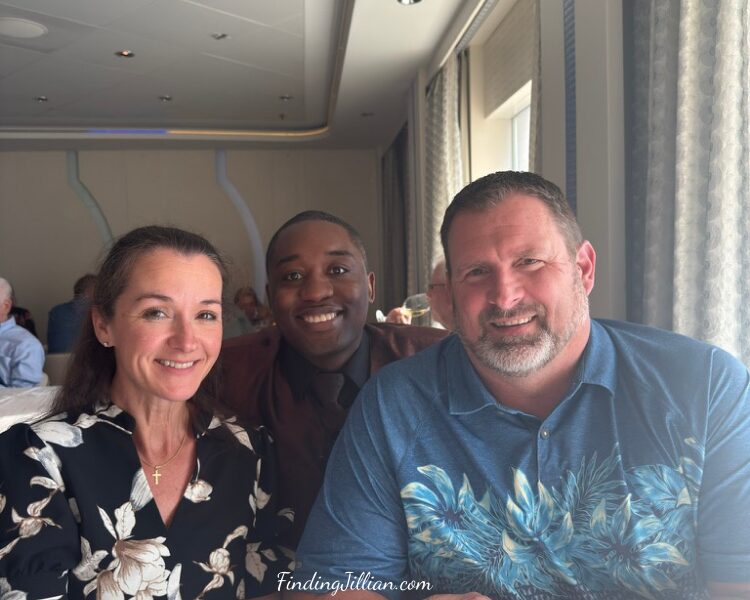 Jill and Brian with the Sommelier onboard Celebrity Equinox