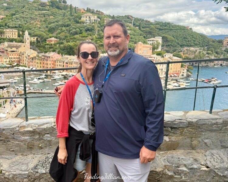 image of Brian and Jill from Findingjillian.com overlooking Portofino