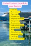 Pinterest graphic with list of cruise extras to include in your budget